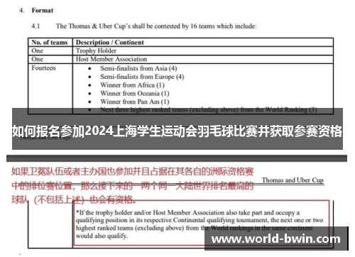 如何报名参加2024上海学生运动会羽毛球比赛并获取参赛资格