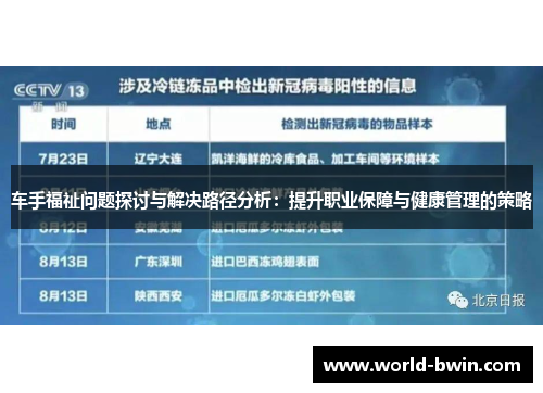 车手福祉问题探讨与解决路径分析：提升职业保障与健康管理的策略